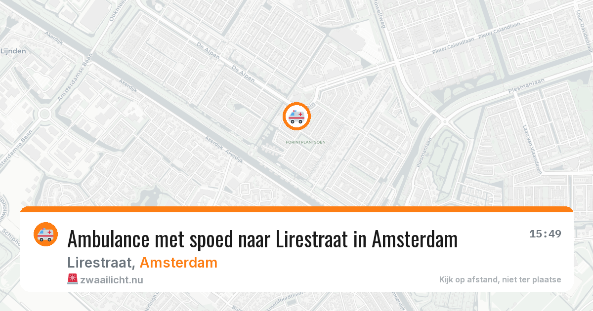 Ambulance met spoed naar Lirestraat in Amsterdam — 20 mrt 2026