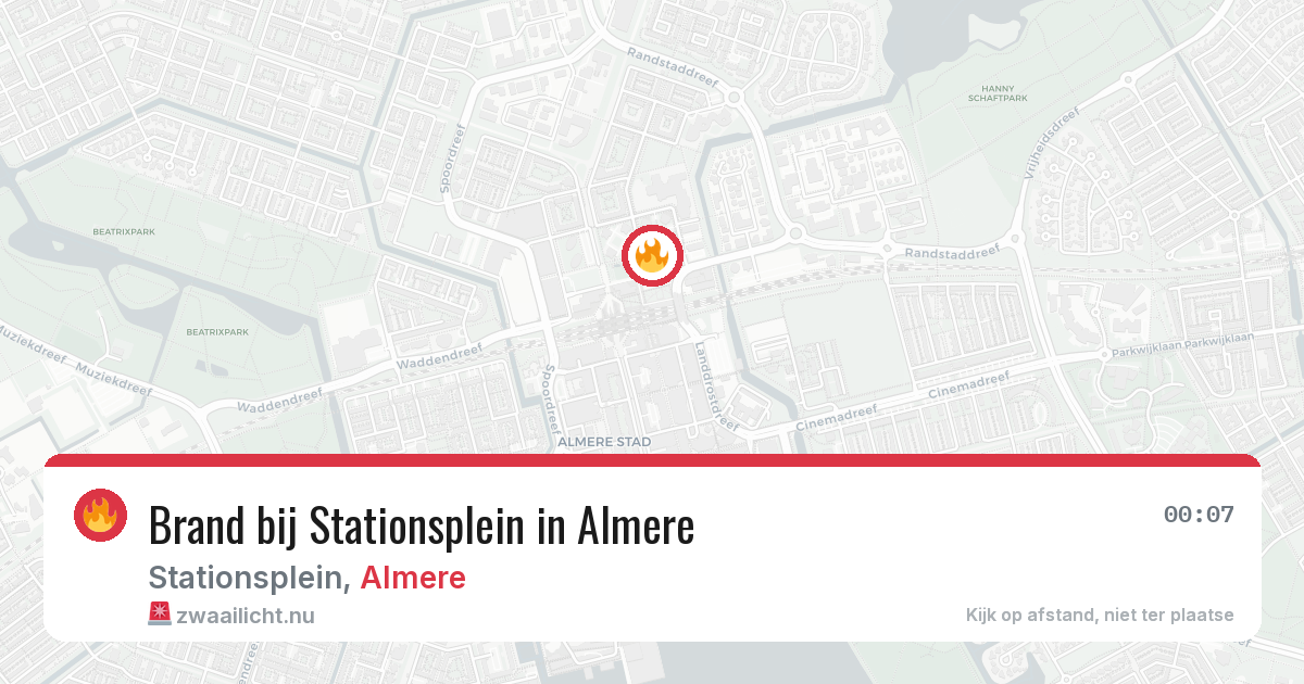 Brand bij Stationsplein in Almere — 14 jul 2026