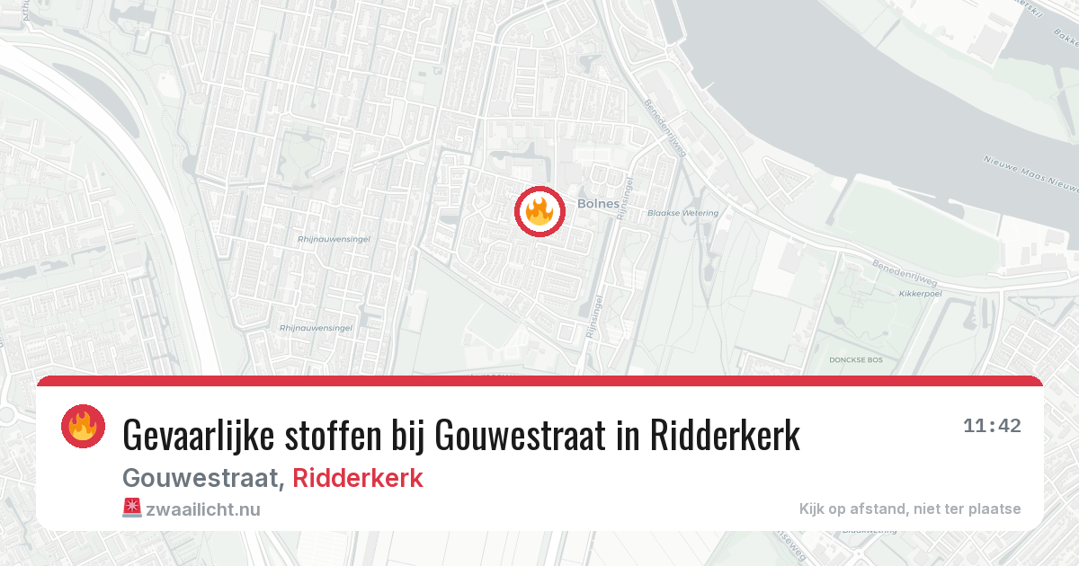 Gevaarlijke stoffen bij Gouwestraat in Ridderkerk — 10 jul 2026
