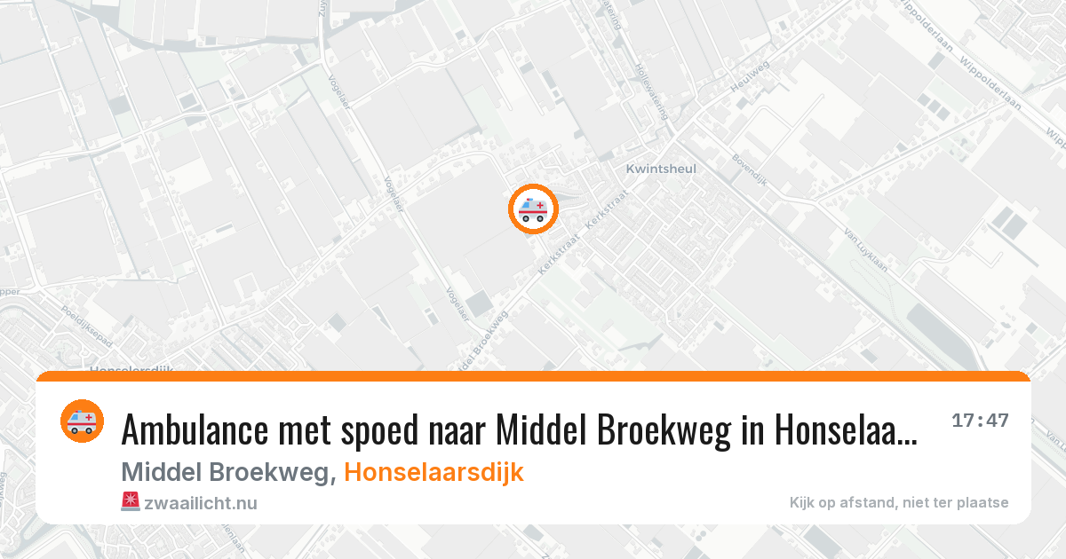 Ambulance met spoed naar Middel Broekweg in Honselaarsdijk — 22 jul 2026