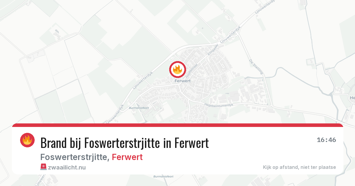 Brand bij Foswerterstrjitte in Ferwert — 16 feb 2026