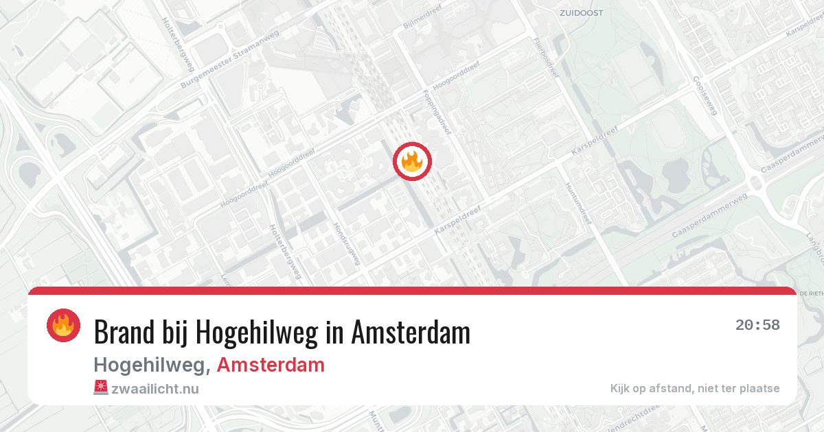Brand bij Hogehilweg in Amsterdam — 18 jan 2026