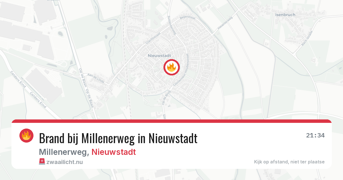 Brand bij Millenerweg in Nieuwstadt — 16 mrt 2026