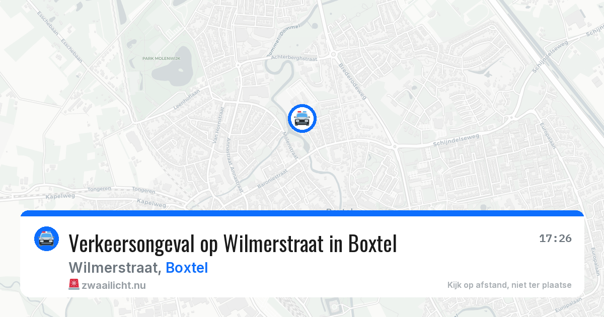 Verkeersongeval op Wilmerstraat in Boxtel — 19 jul 2026