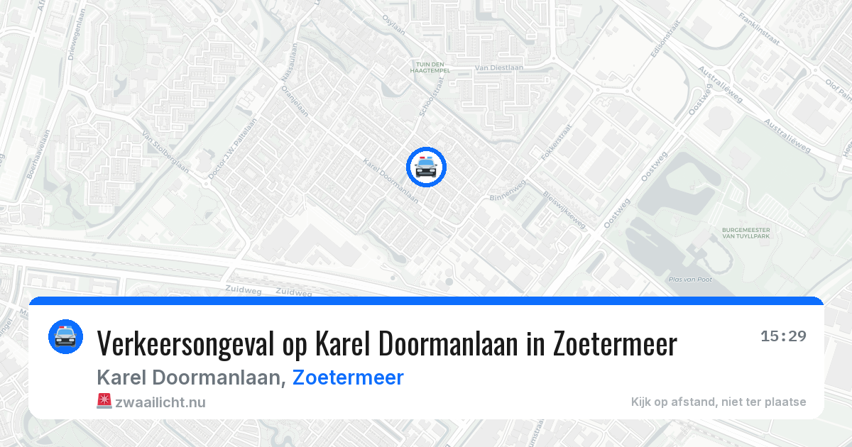 Verkeersongeval op Karel Doormanlaan in Zoetermeer — 17 jul 2026
