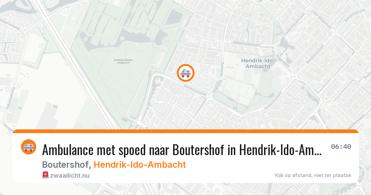 Ambulance met spoed naar Boutershof in Hendrik-Ido-Ambacht — 20 jul 2026