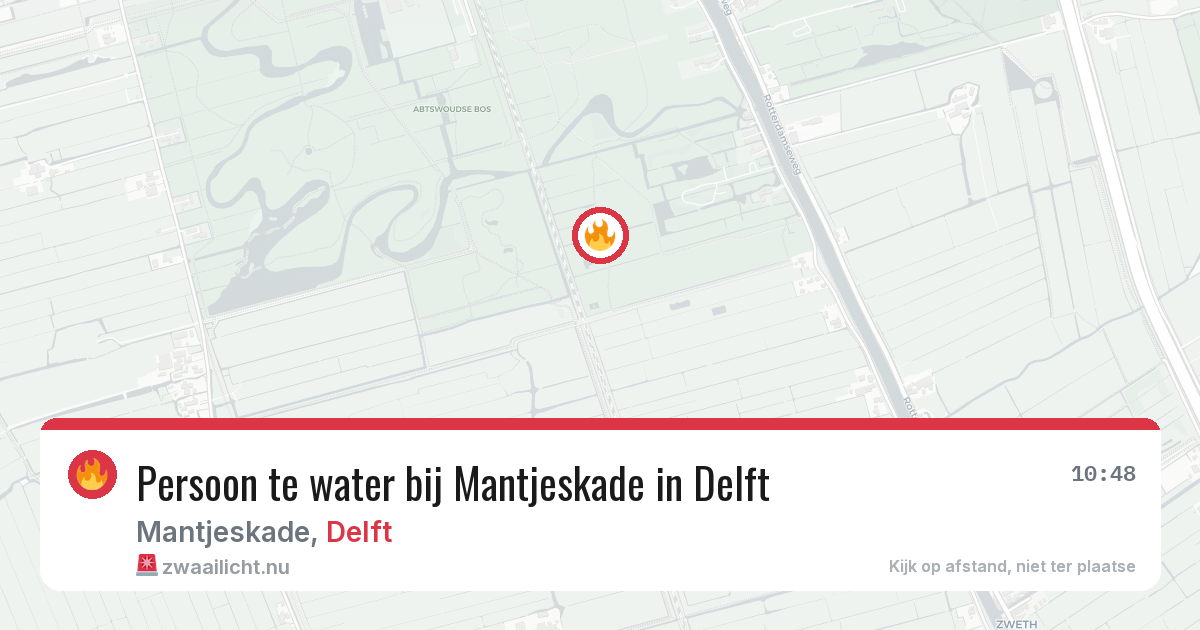 Persoon te water bij Mantjeskade in Delft — 4 jun 2026
