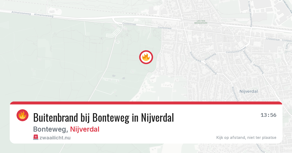 Buitenbrand bij Bonteweg in Nijverdal — 20 mrt 2026