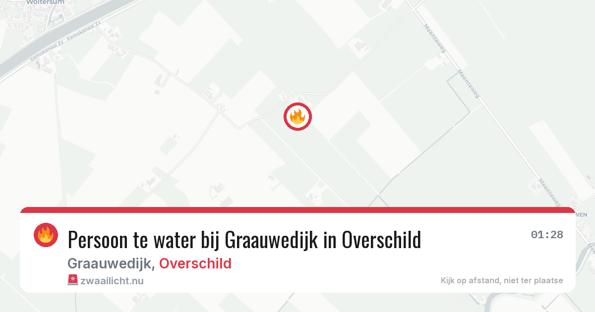 Persoon te water bij Graauwedijk in Overschild — 25 jul 2026