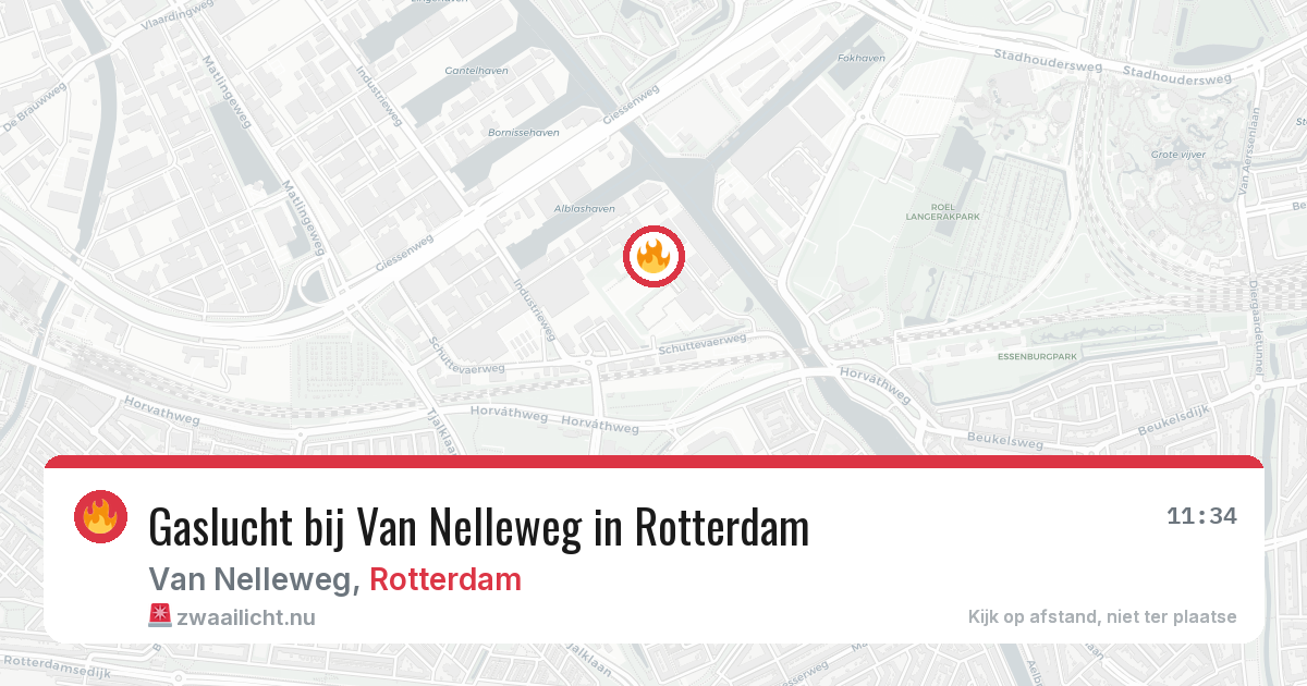 Gaslucht bij Van Nelleweg in Rotterdam — 9 apr 2026