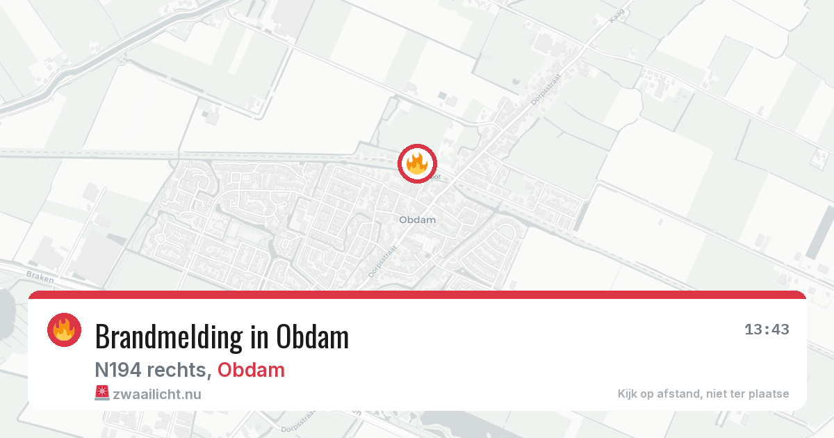 Brandmelding in Obdam — 29 mei 2026