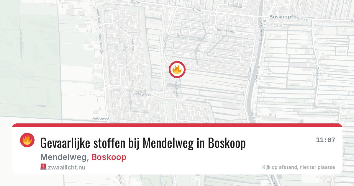 Gevaarlijke stoffen bij Mendelweg in Boskoop — 18 jul 2026