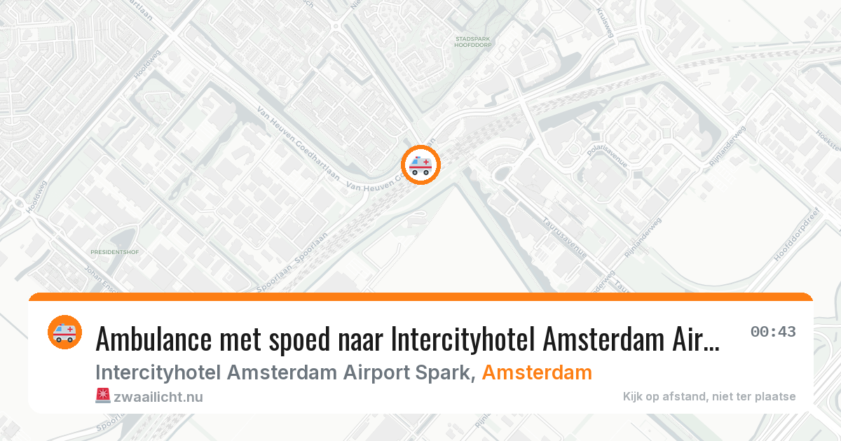Ambulance met spoed naar Intercityhotel Amsterdam Airport Spark in Amsterdam — 15 jul 2026