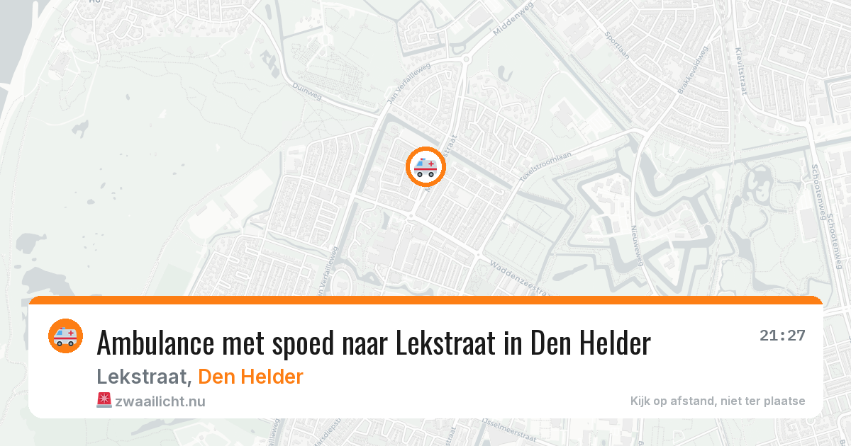 Ambulance met spoed naar Lekstraat in Den Helder — 21 jul 2026