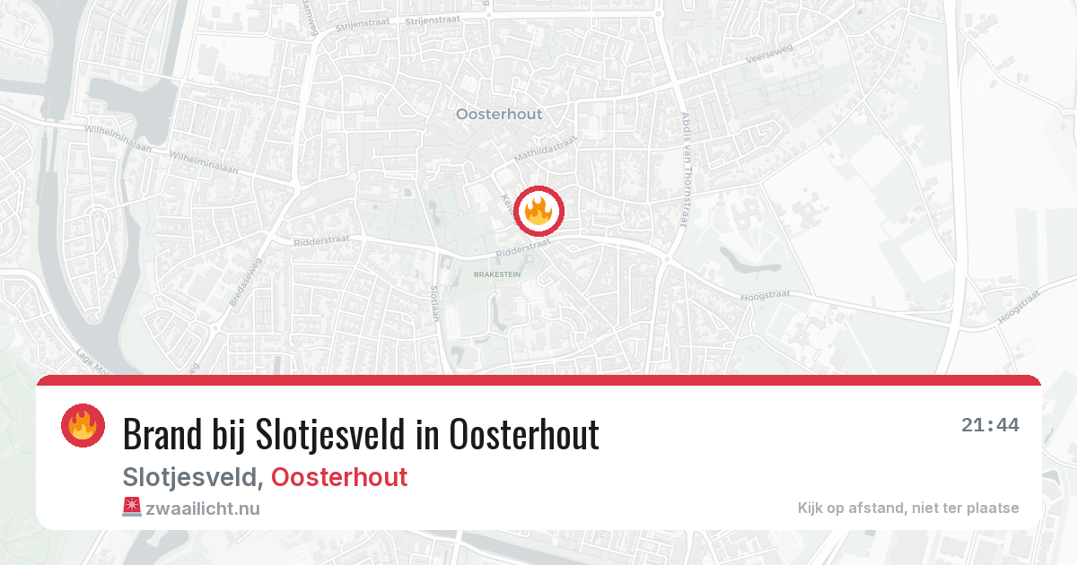 Brand bij Slotjesveld in Oosterhout — 11 mei 2026