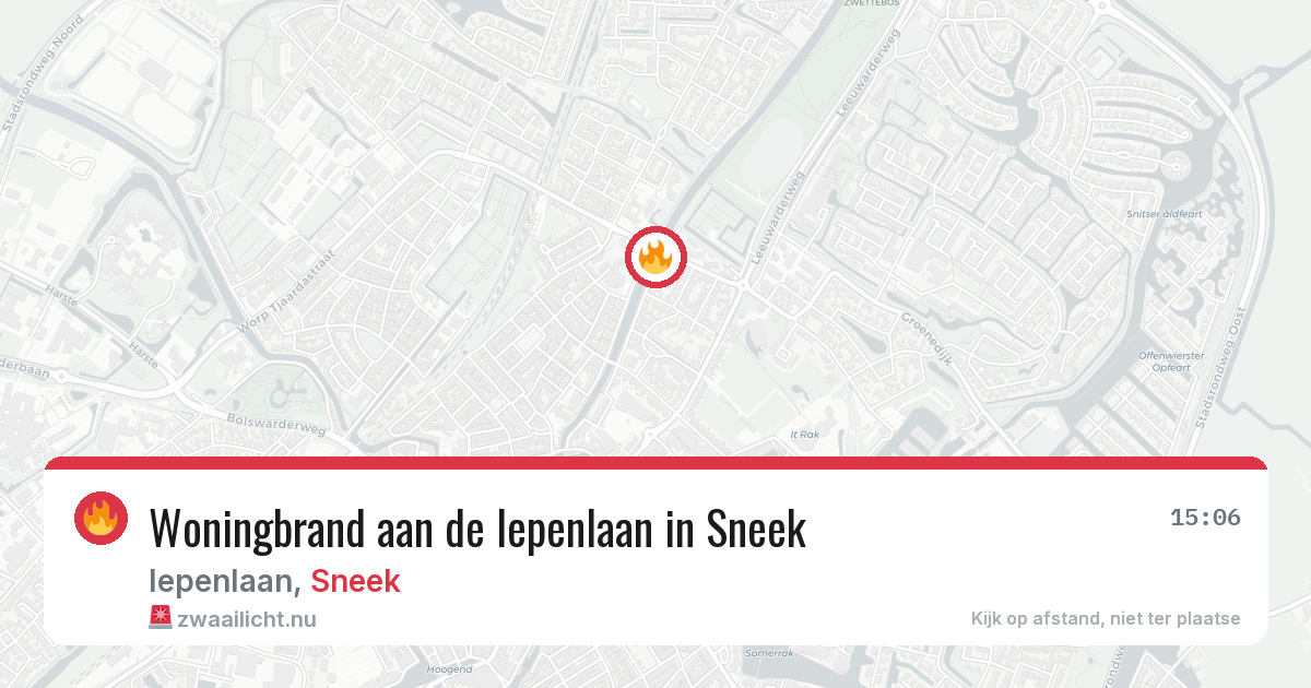 Woningbrand aan de Iepenlaan in Sneek — 22 feb 2026