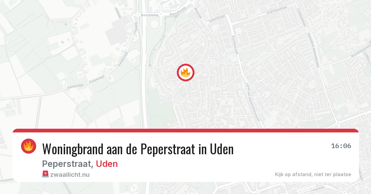 Woningbrand aan de Peperstraat in Uden — 8 jun 2026