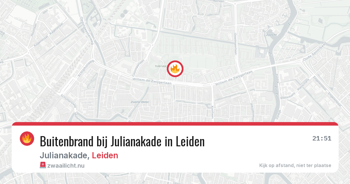 Buitenbrand bij Julianakade in Leiden — 18 jul 2026