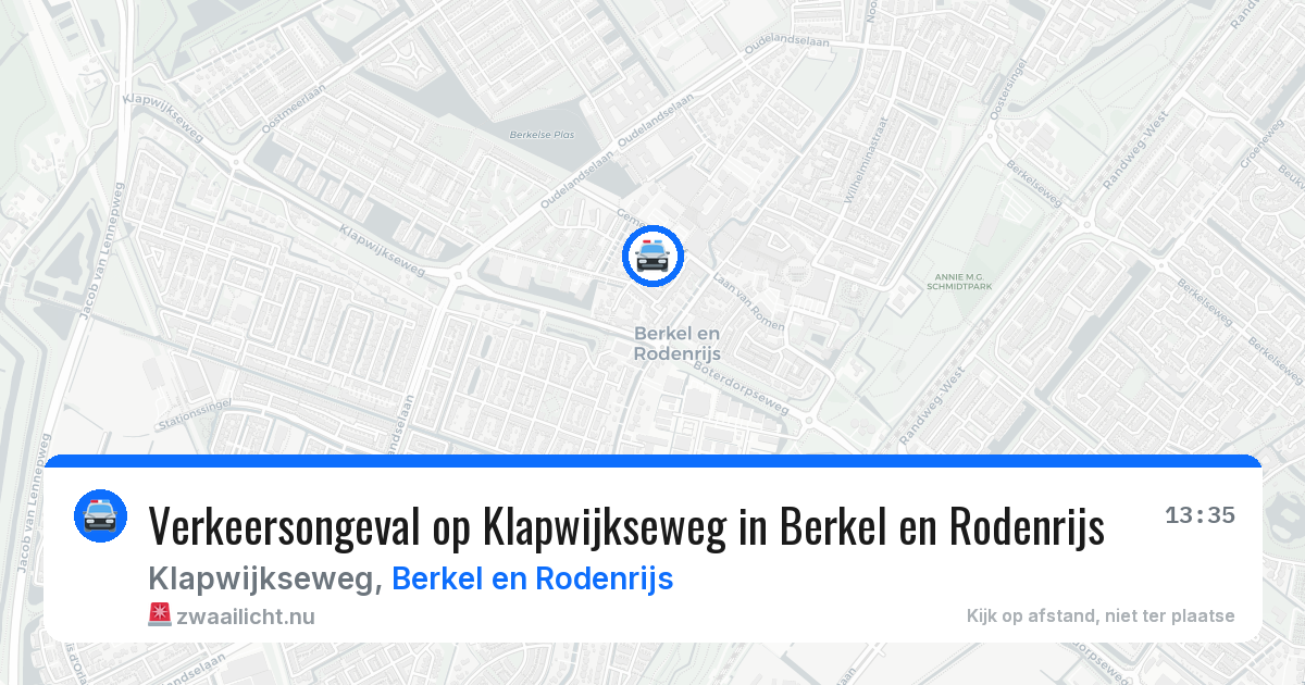 Verkeersongeval op Klapwijkseweg in Berkel en Rodenrijs — 15 jul 2026