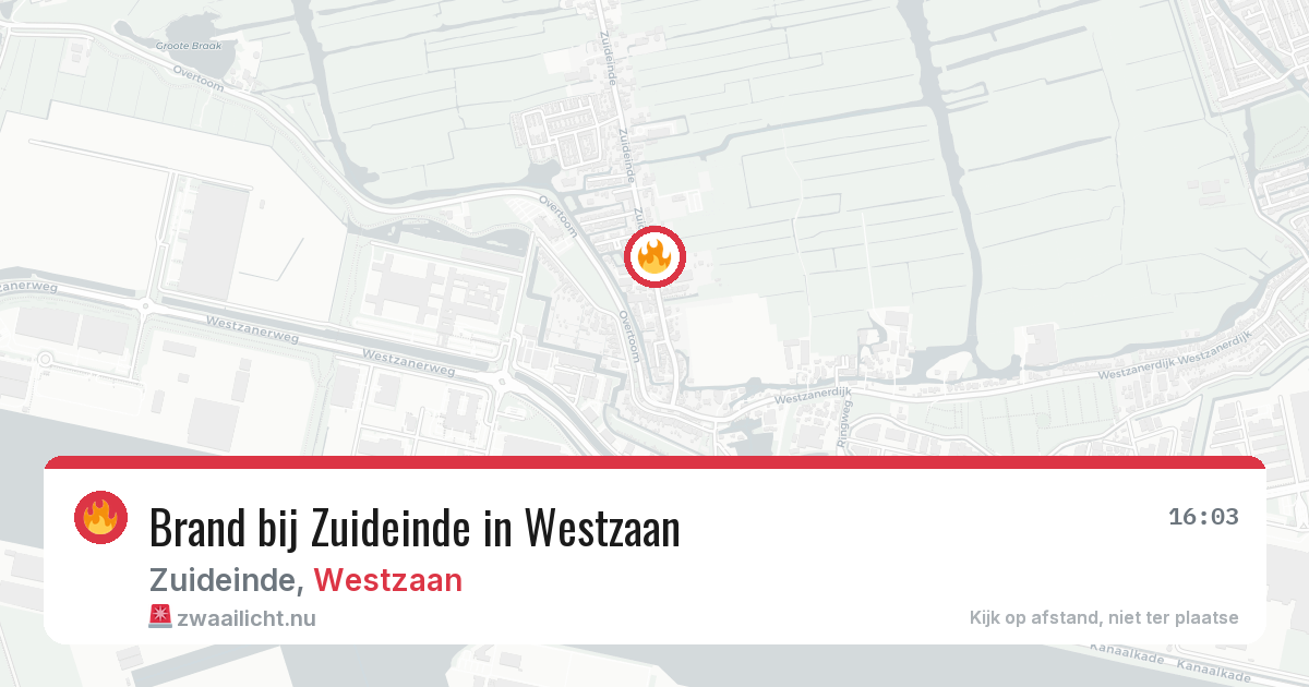 Brand bij Zuideinde in Westzaan — 21 mrt 2026