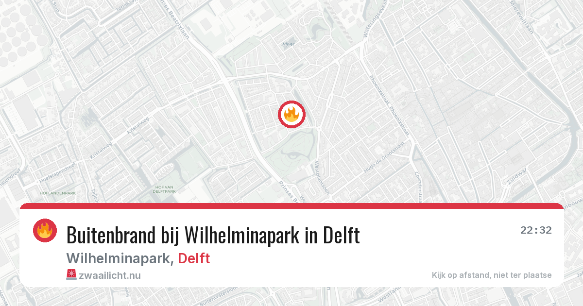 Buitenbrand bij Wilhelminapark in Delft — 31 mei 2026