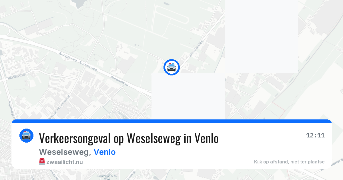 Verkeersongeval op Weselseweg in Venlo — 12 feb 2026