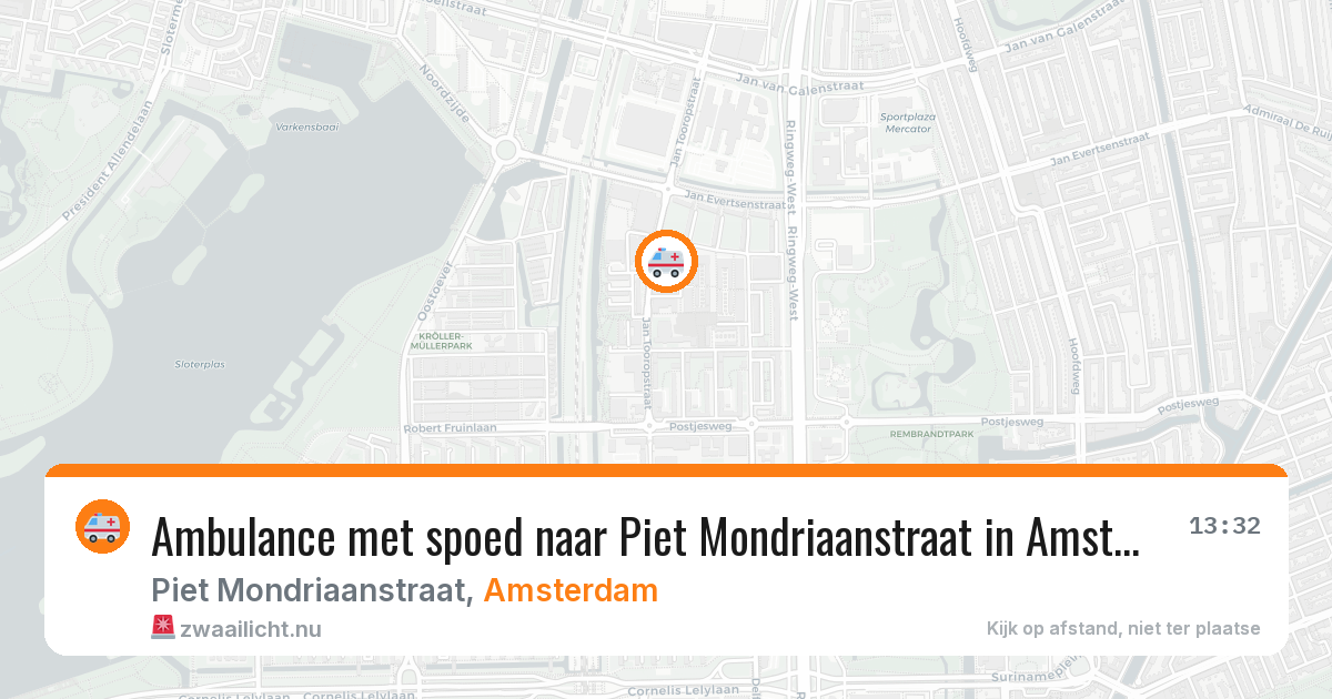 Ambulance met spoed naar Piet Mondriaanstraat in Amsterdam — 15 mei 2026