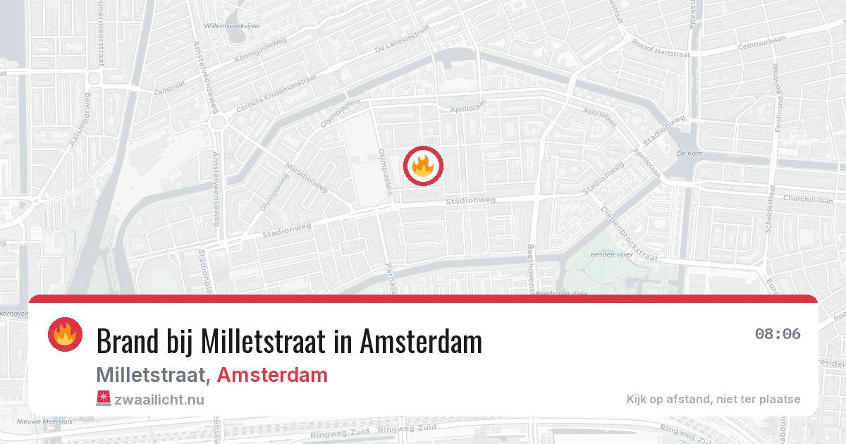 Brand bij Milletstraat in Amsterdam — 20 mei 2026