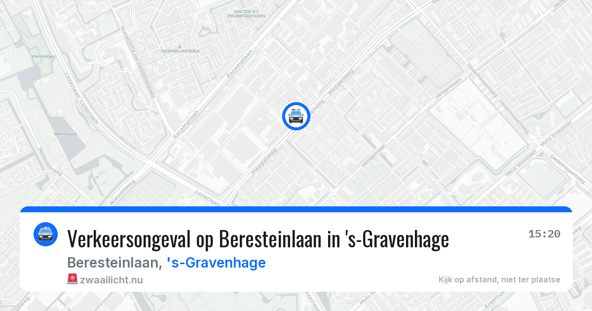 Verkeersongeval op Beresteinlaan in 's-Gravenhage — 20 jul 2026