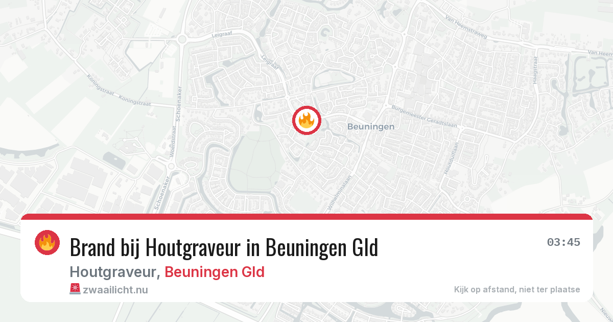 Brand bij Houtgraveur in Beuningen Gld — 20 jul 2026