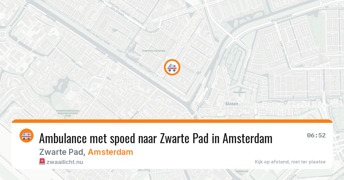 Ambulance met spoed naar Zwarte Pad in Amsterdam — 25 jul 2026