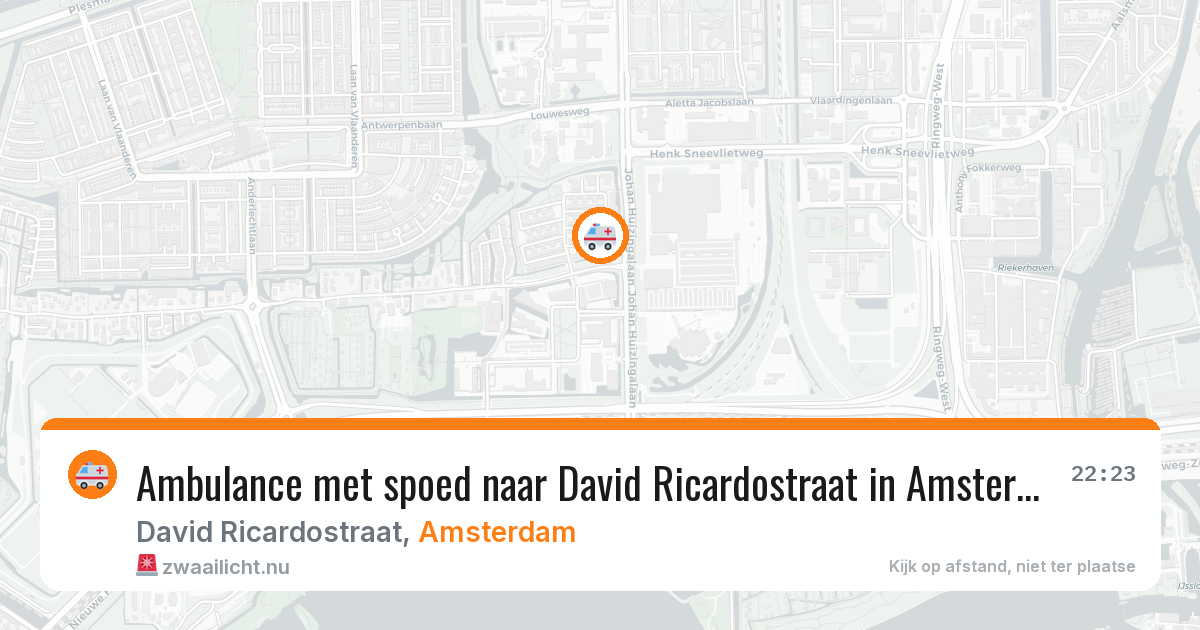 Ambulance met spoed naar David Ricardostraat in Amsterdam — 25 mrt 2026