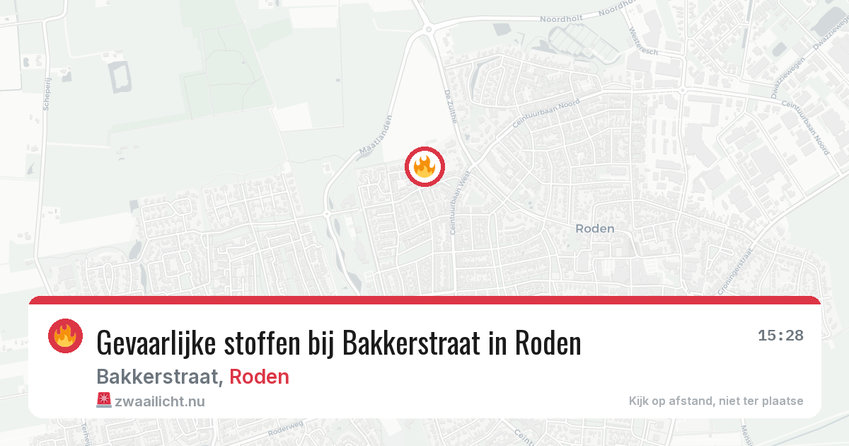 Gevaarlijke stoffen bij Bakkerstraat in Roden — 6 jun 2026
