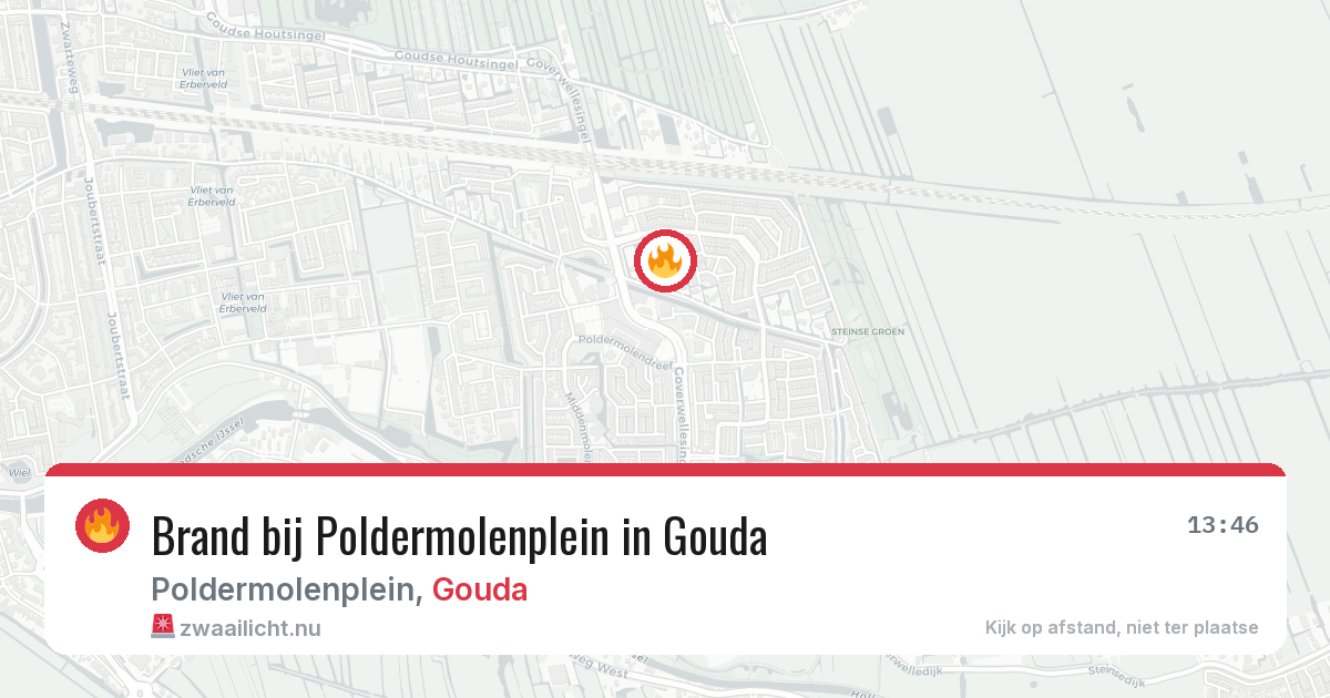 Brand bij Poldermolenplein in Gouda — 24 mei 2026