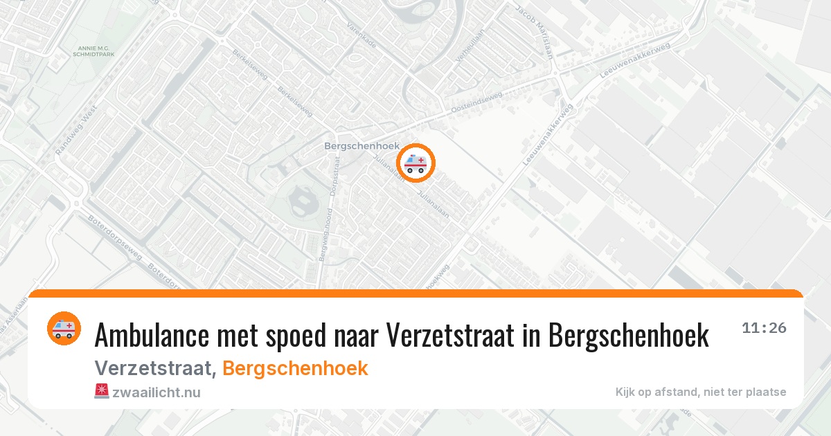 Ambulance met spoed naar Verzetstraat in Bergschenhoek — 23 jul 2026