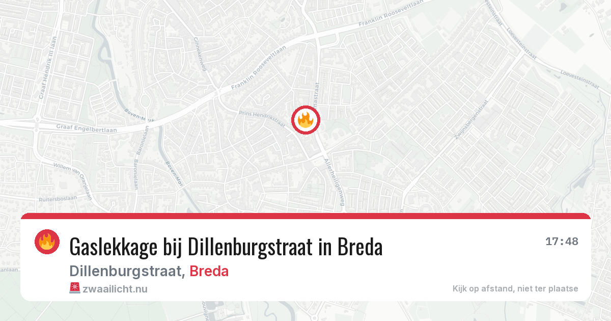 Gaslekkage bij Dillenburgstraat in Breda — 14 jul 2026