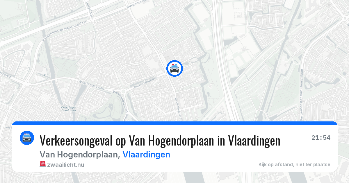 Verkeersongeval op Van Hogendorplaan in Vlaardingen — 18 jul 2026