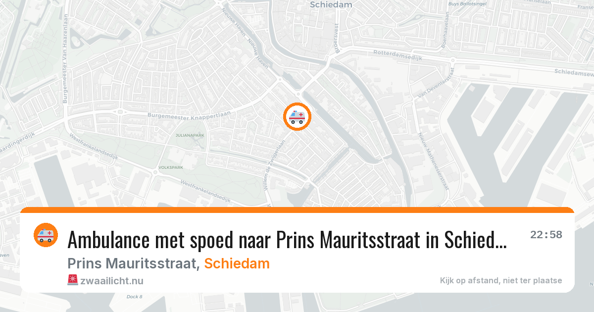 Ambulance met spoed naar Prins Mauritsstraat in Schiedam — 13 jul 2026