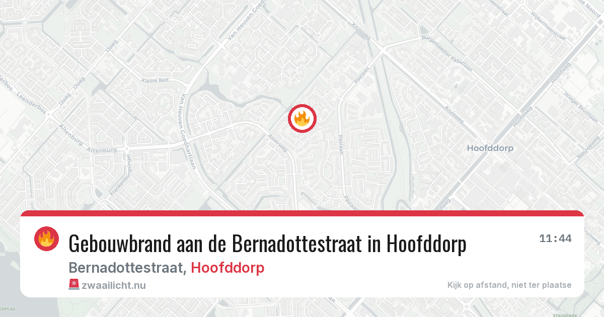 Gebouwbrand aan de Bernadottestraat in Hoofddorp — 6 apr 2026
