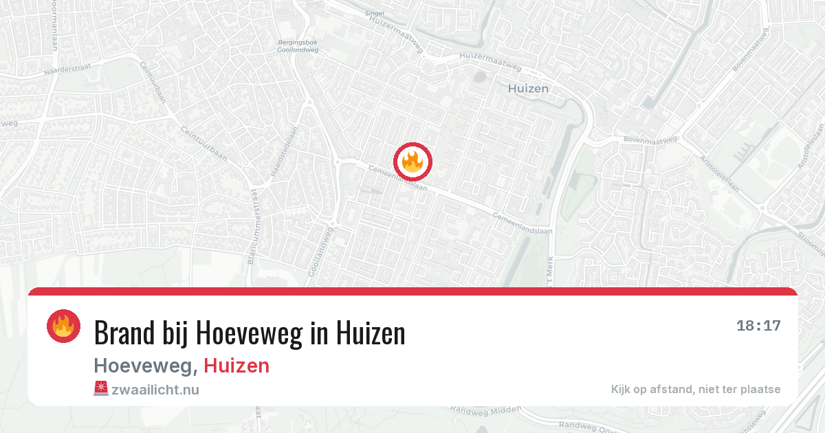 Brand bij Hoeveweg in Huizen — 18 jul 2026