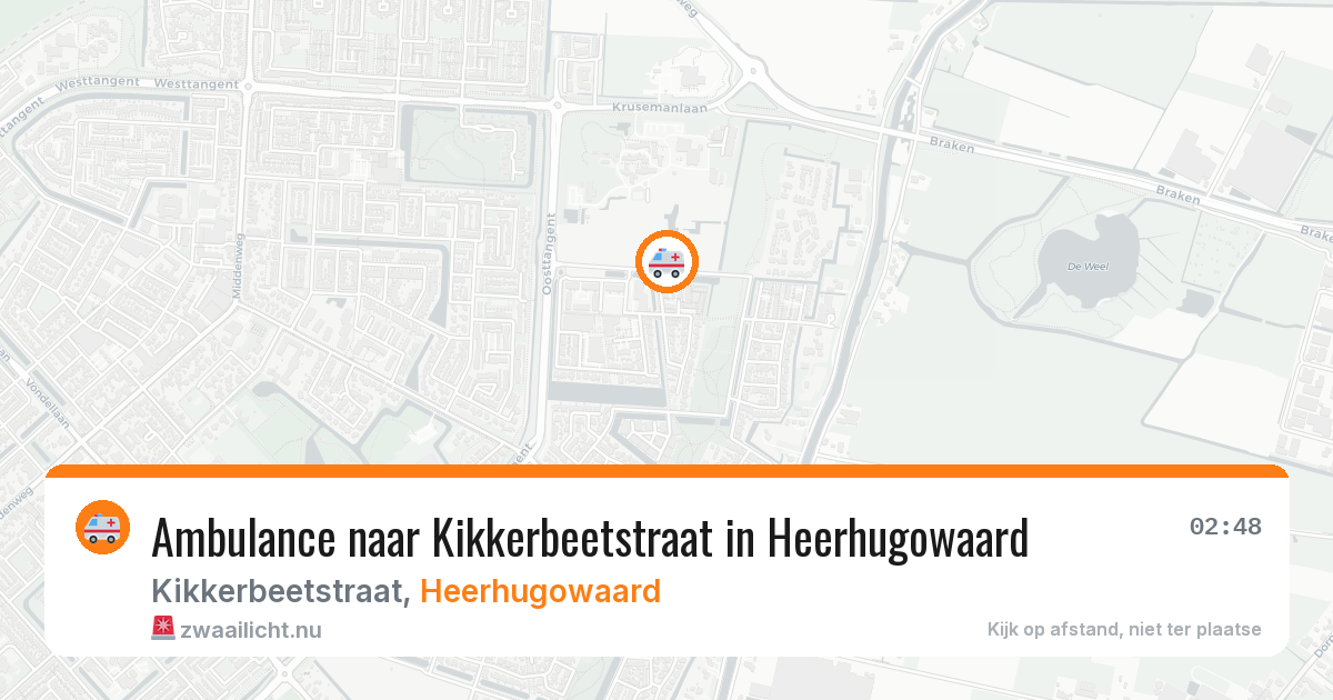 Ambulance naar Kikkerbeetstraat in Heerhugowaard — 21 jul 2026