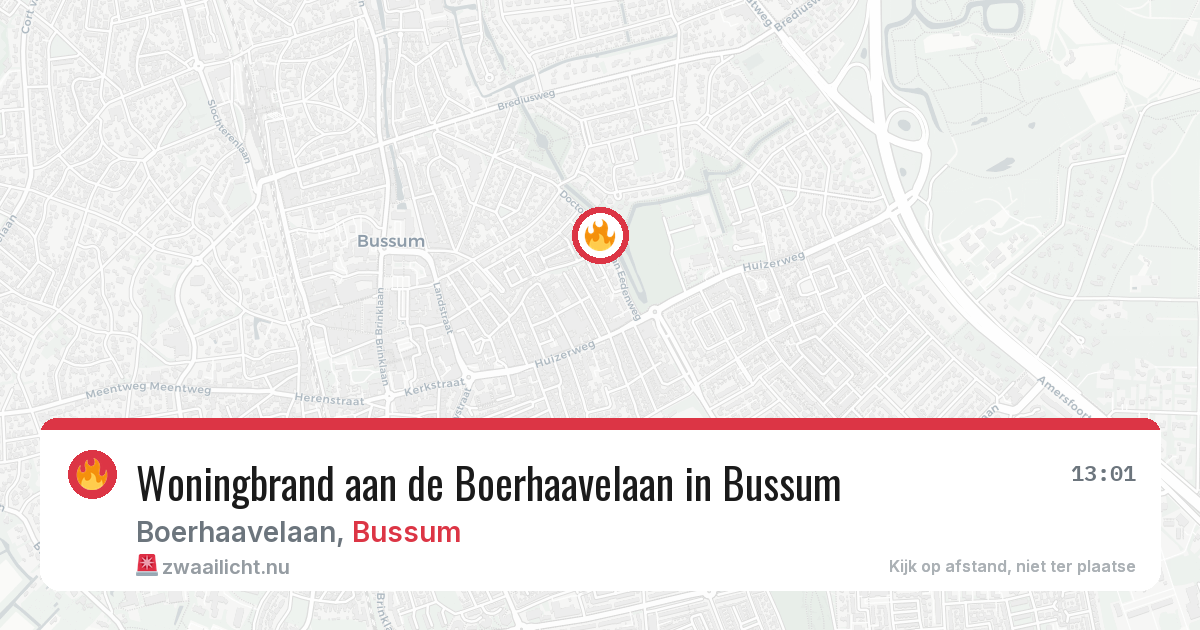 Woningbrand aan de Boerhaavelaan in Bussum — 13 mei 2026