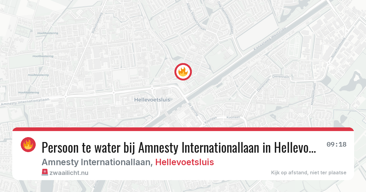 Persoon te water bij Amnesty Internationallaan in Hellevoetsluis — 10 jul 2026