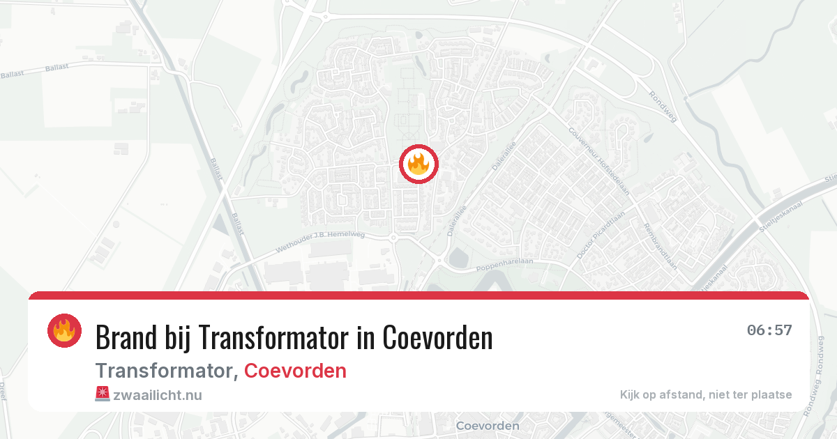 Brand bij Transformator in Coevorden — 22 mrt 2026