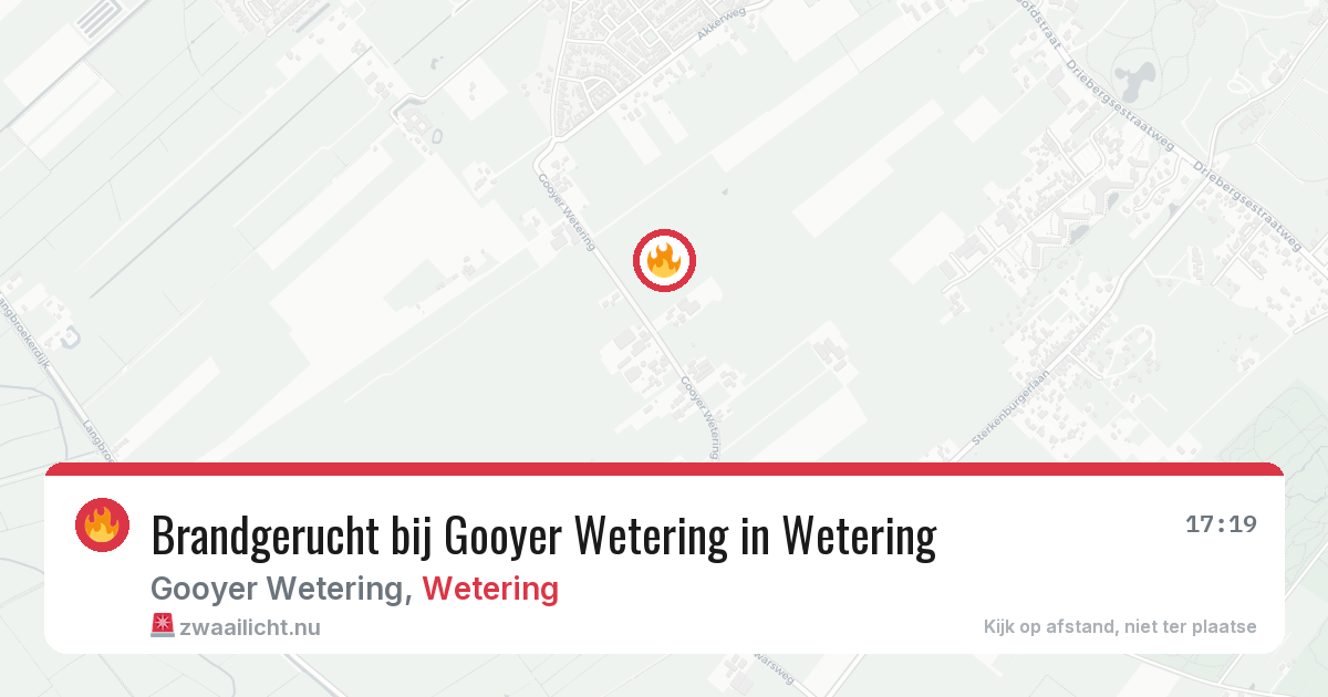 Brandgerucht bij Gooyer Wetering in Wetering — 13 jul 2026