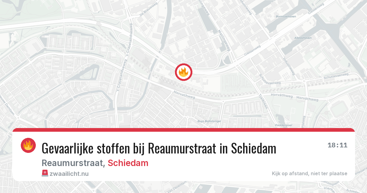 Gevaarlijke stoffen bij Reaumurstraat in Schiedam — 18 mei 2026