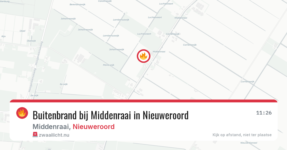 Buitenbrand bij Middenraai in Nieuweroord — 19 jul 2026