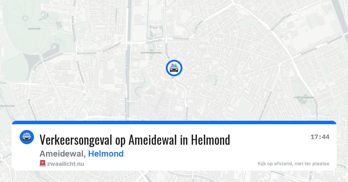 Verkeersongeval op Ameidewal in Helmond — 23 jul 2026