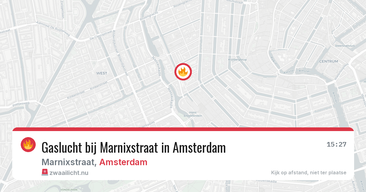 Gaslucht bij Marnixstraat in Amsterdam — 18 mrt 2026