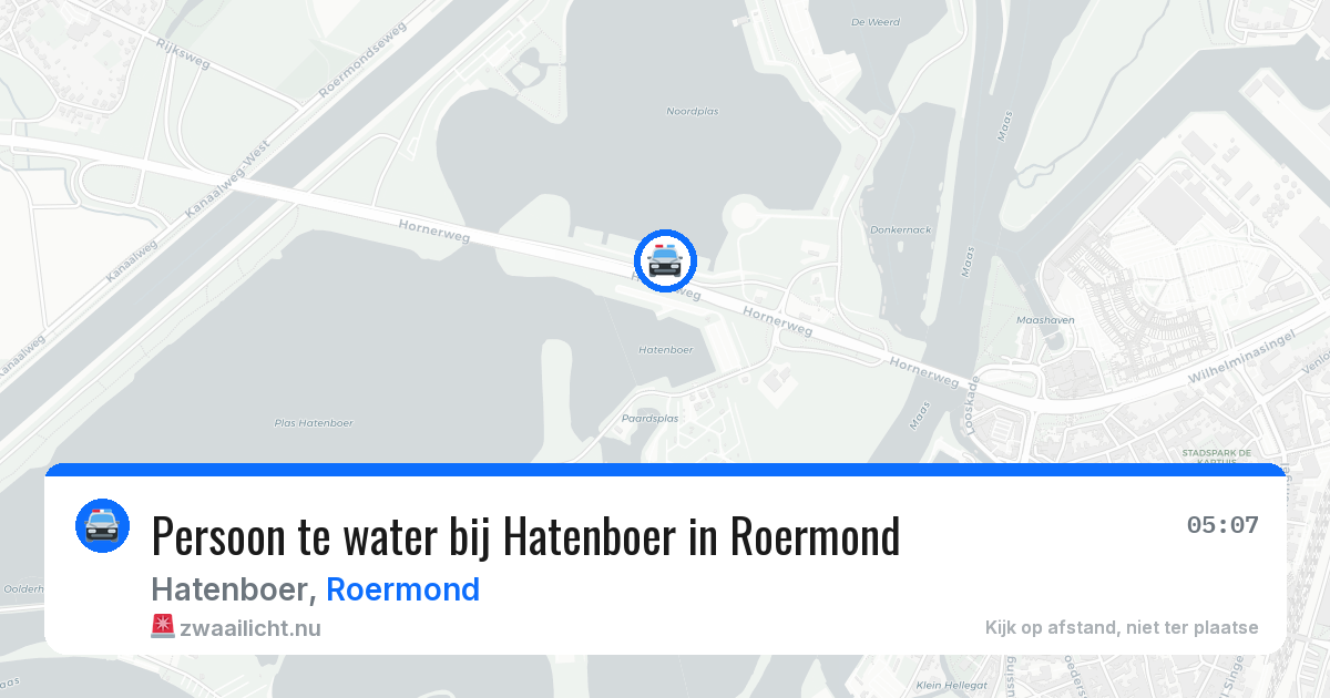 Persoon te water bij Hatenboer in Roermond — 24 mei 2026